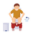 character with constipation in toilet man stomach vector image