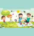 family making picnic at nature vector image
