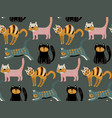 seamless pattern with cute cats in simple vector image
