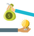 hands with business project to company finance vector image