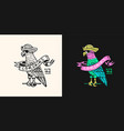 pirate parrot with ribbon logo jolly roger vector image