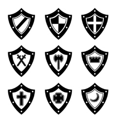Set of blank empty dark shields Shield badge Vector Image