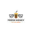 honey ice tea cup bubble drink logo icon label vector image