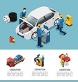 isometric car service composition vector image vector image