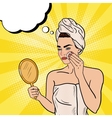 pop art beautiful woman removing makeup vector image