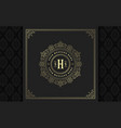 vintage monogram logo elegant flourishes line art vector image