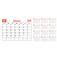 calendar planner 2019 template vector image