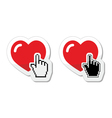 heart with cursor hand labels - valentines love vector image