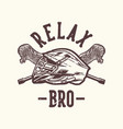 logo design relax bro with lacrosse helm vector image