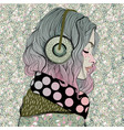 beautiful girl with headphones vector image vector image