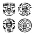 firefighters set four isolated emblems vector image vector image