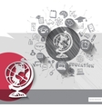 paper and hand drawn earth globe emblem with icons vector image