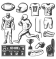 american football monochrome elements set vector image vector image