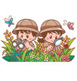 safari boy and girl vector image