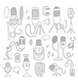 microphone set collection high quality outline vector image