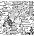 christmas decorative trees black and white vector image