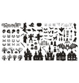 halloween party set stickers monochrome vector image vector image