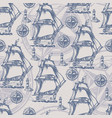 sailing ships pattern seamless monochrome vector image vector image