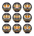 black emotional daruma dolls set vector image