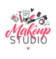 Makeup studio logo of Royalty Free Vector Image