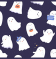 seamless halloween pattern with cute baby ghosts vector image