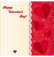valentines day lacy card with paper hearts vector image vector image