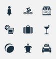 set of simple beach icons vector image