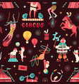 colorful circus performers demonstrate tricks vector image
