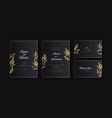 gold flower wedding invitation card template set vector image