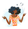girl listening music to relax using earphone vector image