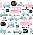 seamless pattern with cute cars vector image