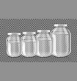 3d realistic empty glass jar set isolated vector image vector image