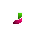 pink green color j letter logo alphabet for icon vector image