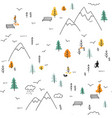 seamless pattern with man walking in mountains vector image vector image