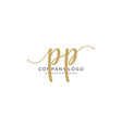 pp initial handwriting logo design vector image