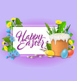 happy easter lettering with kulich vector image