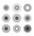 set of nine black guilloches on white vector image vector image