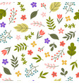 cute flowers and leafs seamless pattern vector image vector image