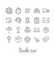 doodle logistics icons vector image