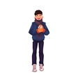 handsome young man making a snowball vector image