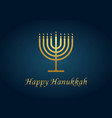 happy hanukkah gold menorah hanuka on blue vector image