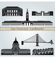 san francisco landmarks and monuments vector image vector image