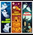 happy halloween party cartoon banners set vector image