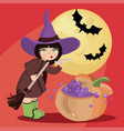 wizard girl mystic halloween cartoon vector image vector image