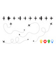 airplane path plane silhouettes with route vector image