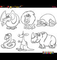cartoon wild animals characters set coloring book vector image