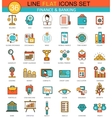 finance and banking flat line icon set vector image