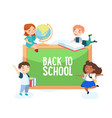 back to school concept boys and girls with globe vector image vector image