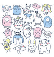 cute monsters colorful doodles vector image