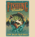 fishing vintage colorful poster vector image vector image